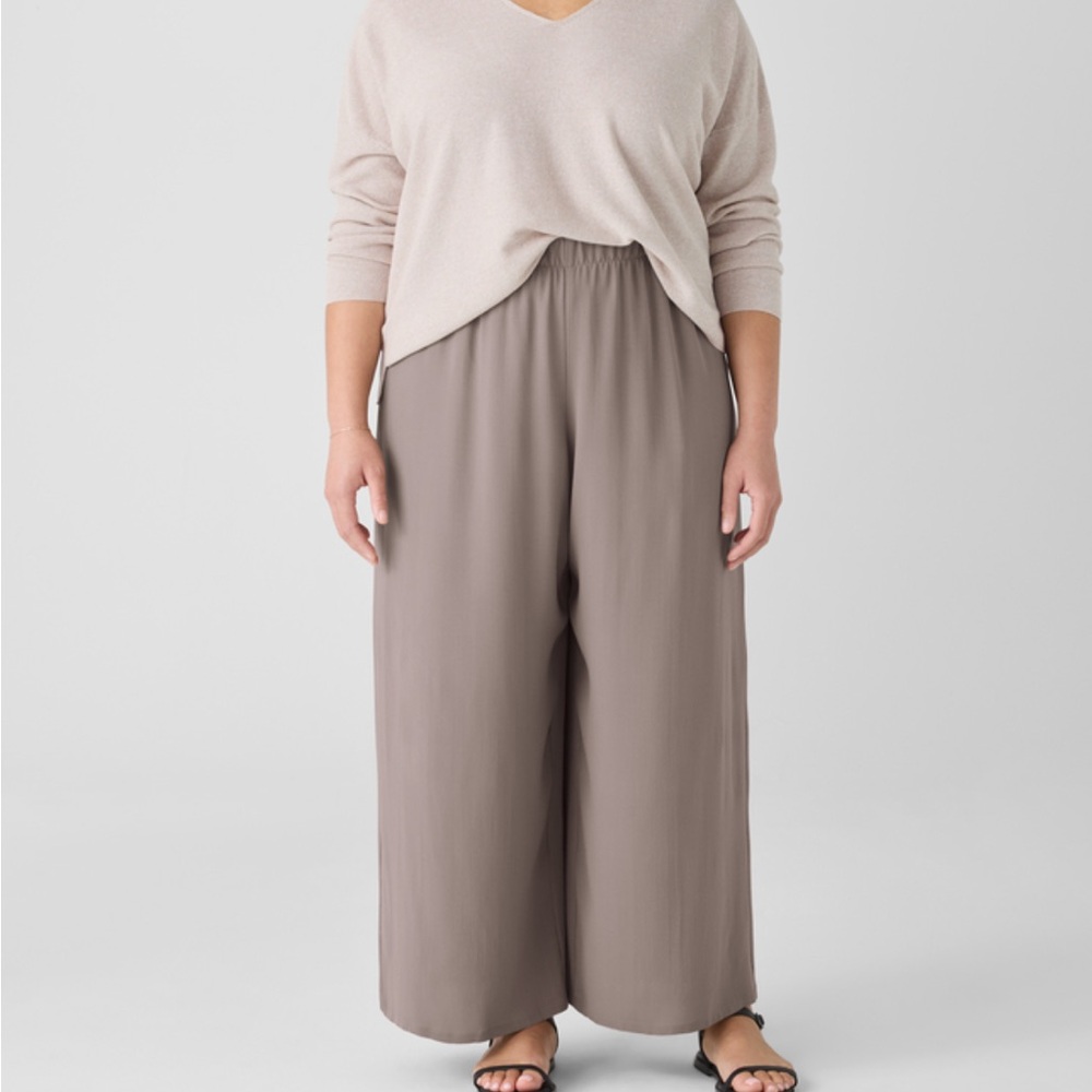 Eileen Fisher Soft Beige Wide-Leg Pants